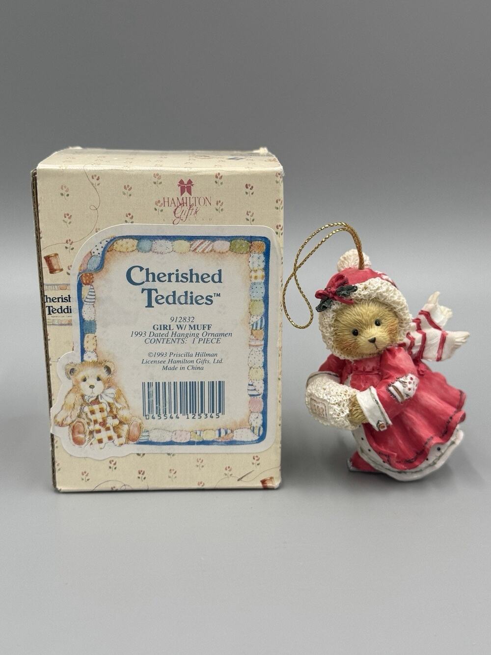 1993 Cherished Teddies GIRL WITH MUFF 912832 Enesco Figurine Ornament